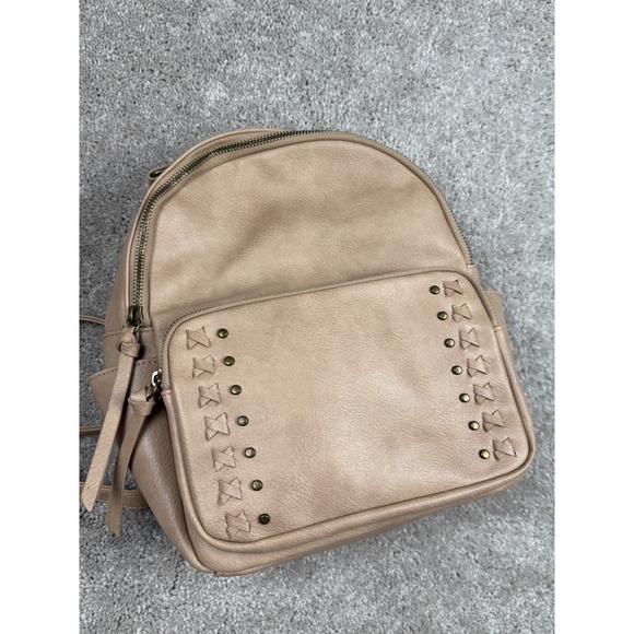 Under One Sky Mini Backpack Purse Nude Beige Rivet Detail Cute Stylish - Picture 1 of 13
